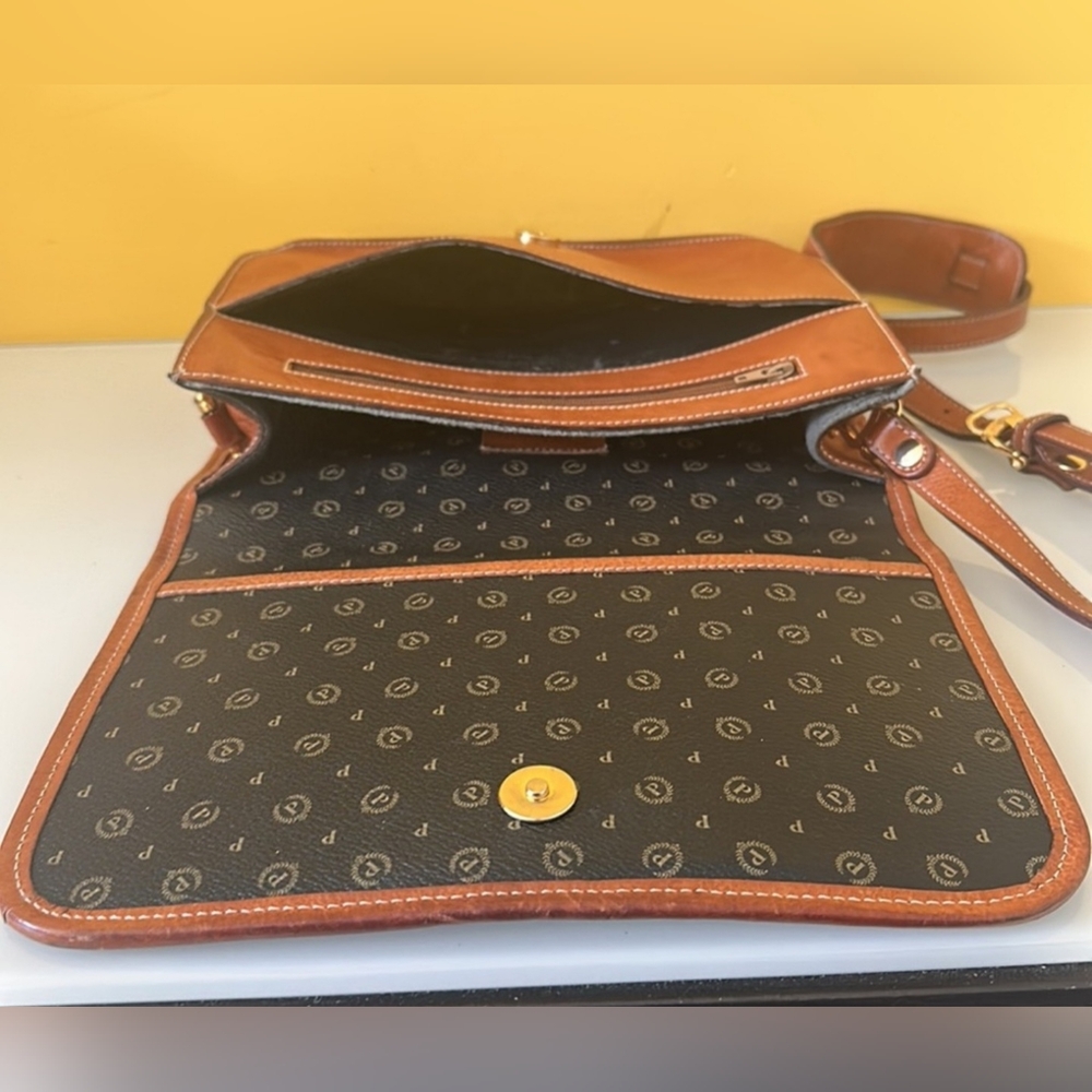 Pollini Logo Vintage Black Brown Leather crossbody/shoulder bag - Picture 11 of 14